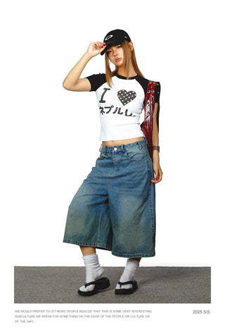 washed denim shorts