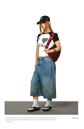washed denim shorts