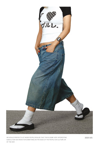 washed denim shorts