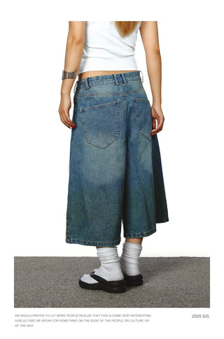 washed denim shorts