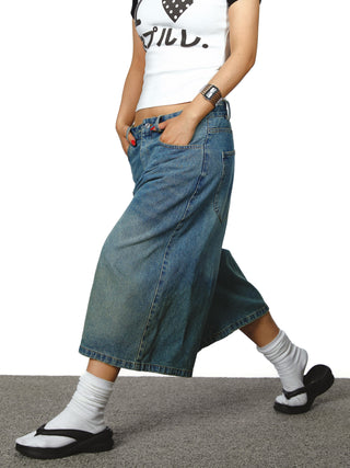 washed denim shorts