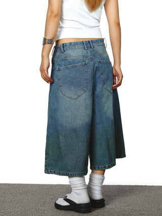 washed denim shorts