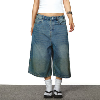 washed denim shorts