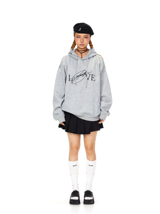 letter hooded sweater