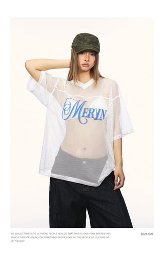 mesh letter Shirt