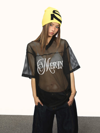 mesh letter Shirt