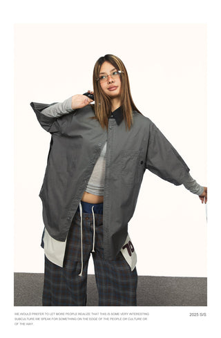 contrast lapel shirt