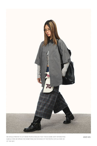 contrast lapel shirt