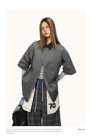 contrast lapel shirt