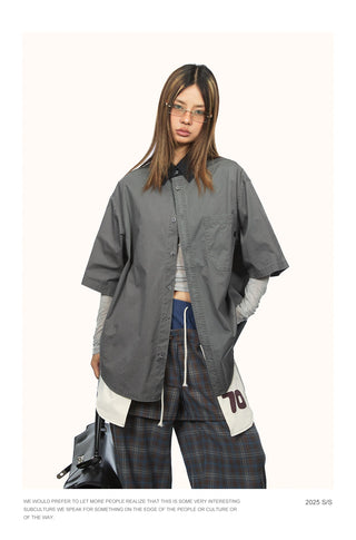contrast lapel shirt