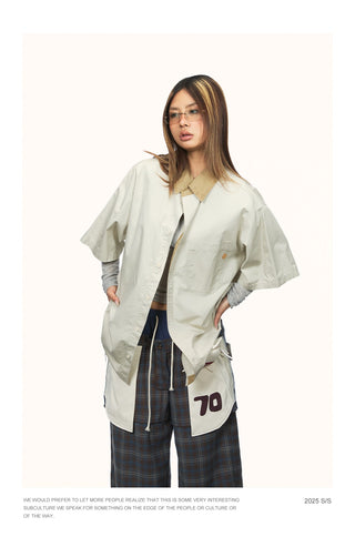 contrast lapel shirt