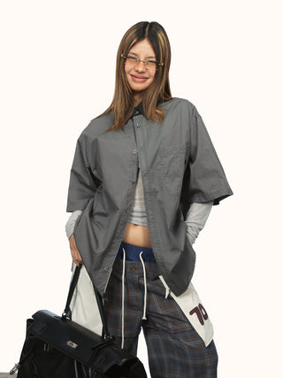 contrast lapel shirt