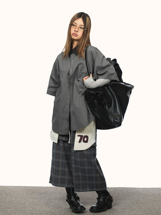 contrast lapel shirt