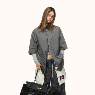 contrast lapel shirt