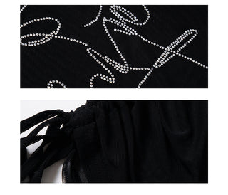 Mesh Rhinestone Off-Shoulder Top