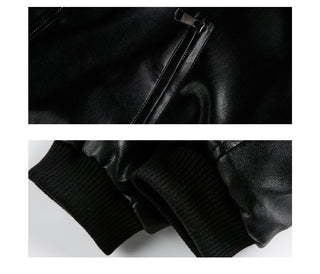 Stand Collar PU Leather Coat