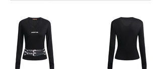 Personality Belt V-Neck Top