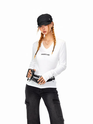 Personality Belt V-Neck Top