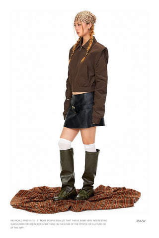 Padded Shoulder Leather Jacket