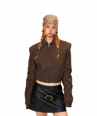 Padded Shoulder Leather Jacket
