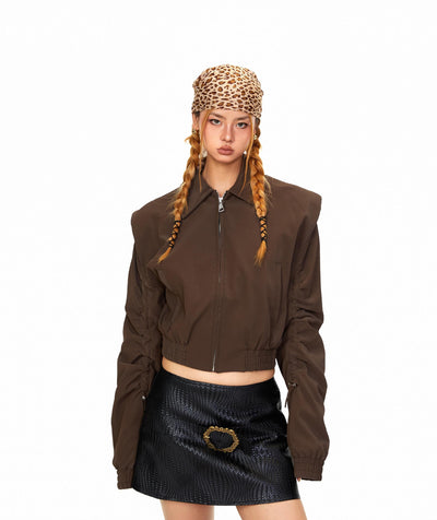 Padded Shoulder Leather Jacket