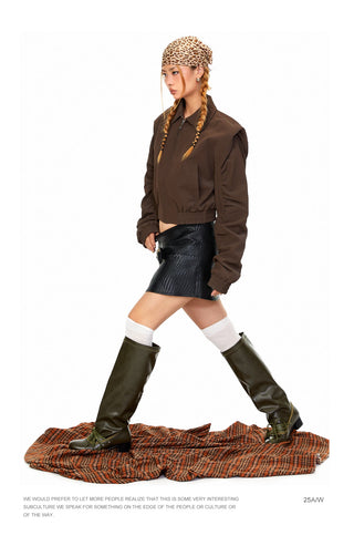Padded Shoulder Leather Jacket