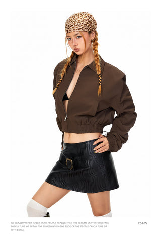 Padded Shoulder Leather Jacket