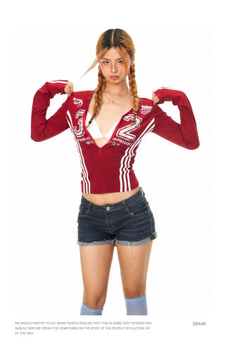 Sports Print Half-Zip Top