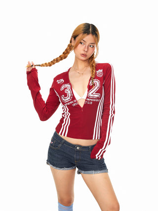 Sports Print Half-Zip Top