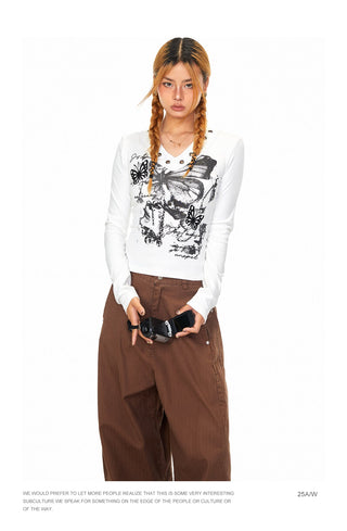 Rivet Butterfly Print Top