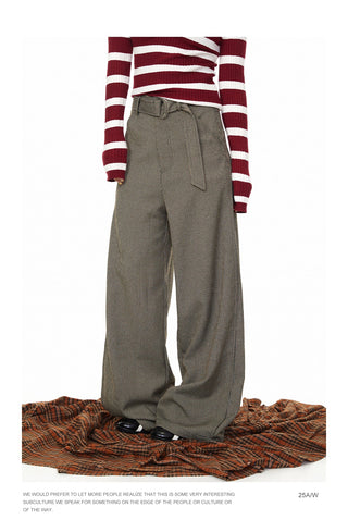 Houndstooth Lace-Up Pants