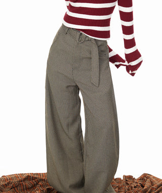 Houndstooth Lace-Up Pants