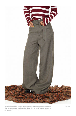 Houndstooth Lace-Up Pants