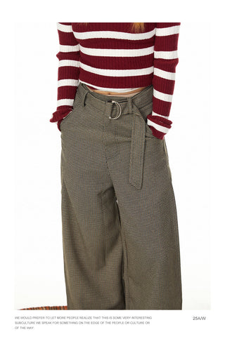 Houndstooth Lace-Up Pants