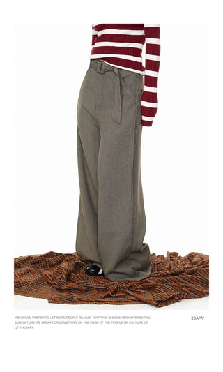 Houndstooth Lace-Up Pants