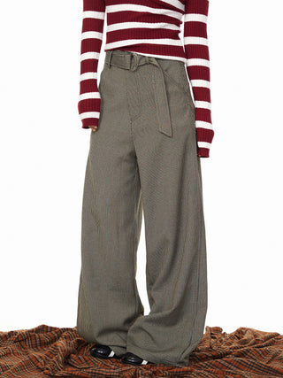 Houndstooth Lace-Up Pants
