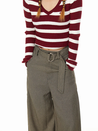 Houndstooth Lace-Up Pants