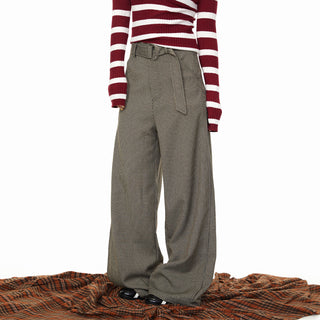 Houndstooth Lace-Up Pants