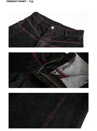 Contrast Color Line Jeans