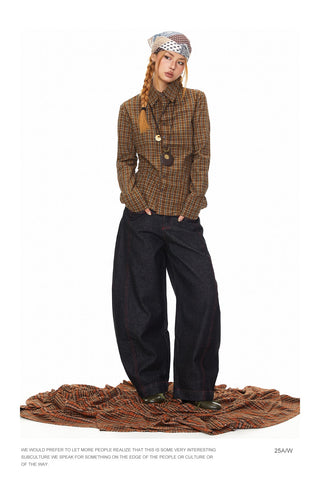 Contrast Color Line Jeans