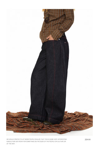 Contrast Color Line Jeans