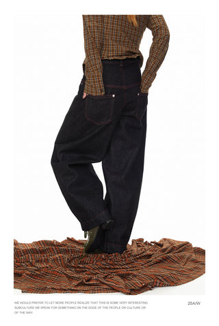 Contrast Color Line Jeans