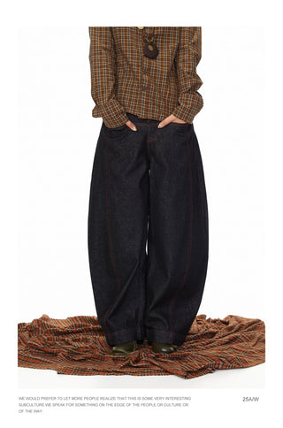 Contrast Color Line Jeans