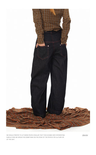 Contrast Color Line Jeans