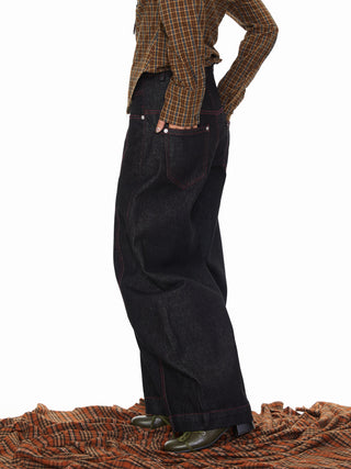 Contrast Color Line Jeans