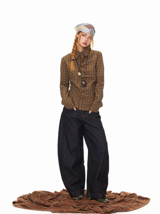 Contrast Color Line Jeans