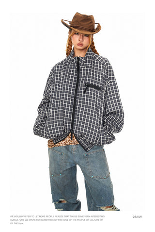 Double Zipper Plaid Jacket