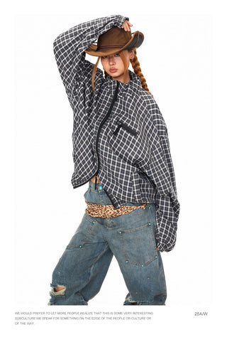 Double Zipper Plaid Jacket
