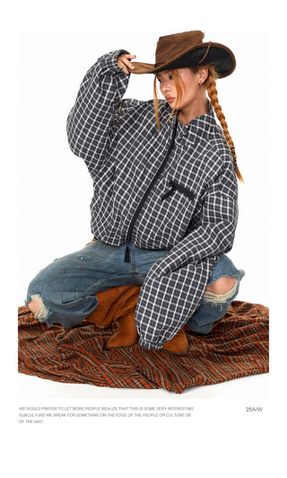 Double Zipper Plaid Jacket