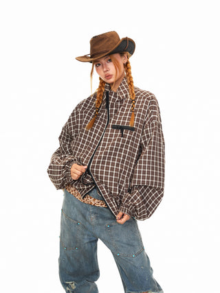 Double Zipper Plaid Jacket